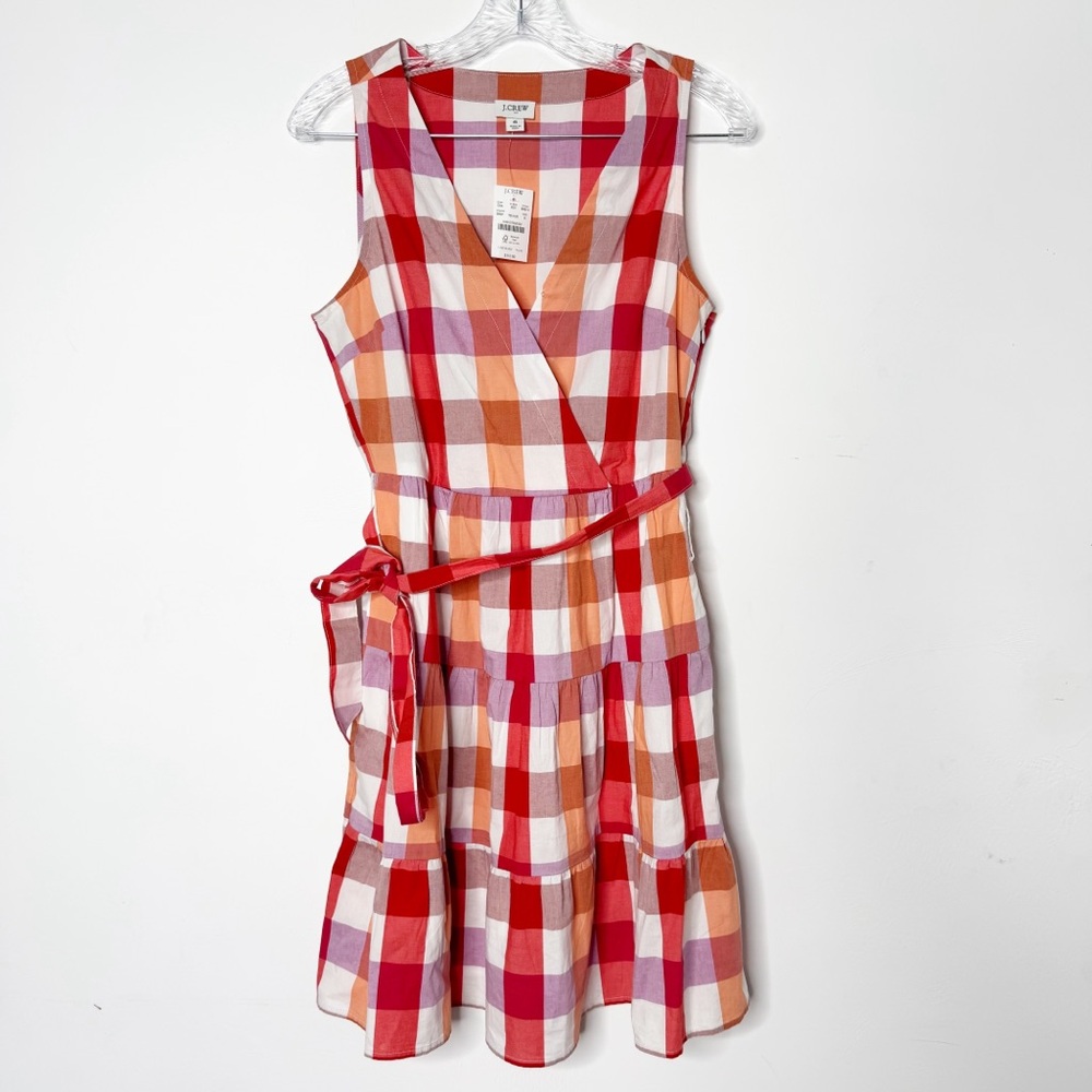 NWT J. Crew Gingham Belted Cotton Summer Dress Size 6